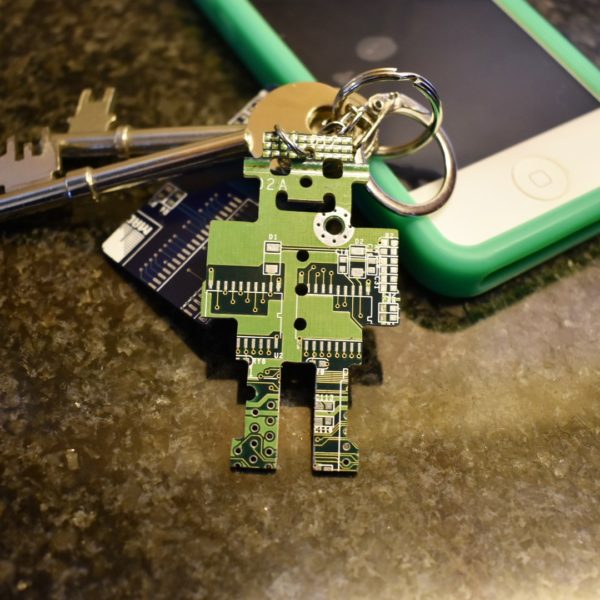 Circuit Board Robot Key Chain Green