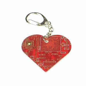 Circuit Board Heart Key Chain